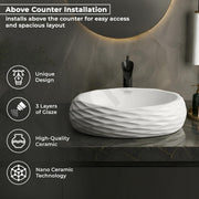 Plantex Table Top Wash Basin For Bathroom/Designer Ceramic Basin/Countertop Vessel Sink Basin - Indo-European Collection (EQTT-595, 23 x 15 x 7 Inch)