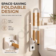 Plantex Resin Grab Bar for Toilet with Grip/24 inch Anti-Slip Handle for Bathroom Support - Pack of 1 (White & Wood)
