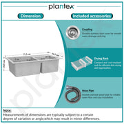 Plantex UV Protected Kitchen Sink/Quartz Sink for Kitchen/Double Bowl with Coupling and Hose Pipe (Mosaic Grey - 31x18inch)