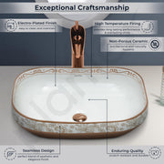 Plantex Table Top Wash Basin For Bathroom/Designer Ceramic Basin/Countertop Vessel Sink Basin - Indo-European Collection (20 x 14.5 x 5.5 Inch)