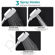 Plantex ABS Hand Shower for Bathroom/3 Mode Multifunctional Shower/Rectangle Hand Shower Without Hose Pipe for Home/Hotel - (Chrome & White, H510)