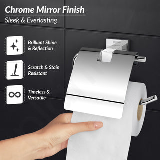 Plantex 304 Grade Stainless Steel Tissue Paper Holder/Toilet Paper Roll Holder/Toilet Paper Holder for Bathroom Accessories - Splash (Chrome)