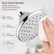 Plantex 4 Inch ABS Shower Head for Bathroom/3-Mode Round Head Shower for Bathroom/High Pressure Overhead Shower - (Chrome)