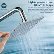 Plantex Stainless Steel Shower Head for Bathroom/8 x 8 inch Square Overhead Shower without Arm/Adjustable Bathroom Shower-(Sandwich-Chrome)