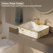 Plantex Table Top Wash basin For Bathroom/Ceramic Table Top Washbasin/Countertop Vessel Sink Basin - Indo-European Collection (EQTT-224, 19 x 15 x 5.5 Inch)