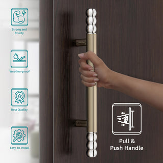 Plantex Premium Main Door Handle/14 Inch Door Handle for Main Door/Pull-Push Door Handle for Home/Office/Hotel - Pack of 1 (Satin White-Chrome Finish) - 3 Years Warranty