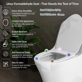 Plantex Imported Ceramic Commode for Toilet/Siphonic Vacuum Jet Flush Western Commode/One Piece Western Toilet with Soft Closing Toilet Seat - S Trap (White)