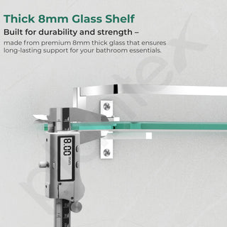 Plantex Premium Frosted Glass Wall Shelf for Bathroom/Bathroom Glass Shelf for Wall/(Chrome – 12 x 6 inches - Pack of 1)