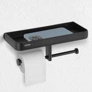 Plantex Aluminium Dual Toilet Paper Holder for Bathroom/Tissue Paper Roll Holder with Mobile Stand/Toilet Paper Roll Holder/Bathroom Accessories - (Black)