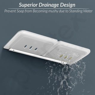 Plantex Stainless Steel Rails Double Soap Holder for Bathroom and Kitchen/Soap Stand/Bathroom Accessories for Home (11 Inch, Acrylic, White)