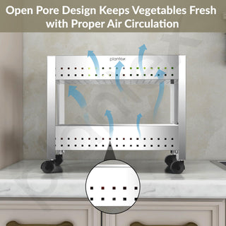 Plantex Kitchen Trolley/Vegetables Basket for Kitchen/Fruit Stand for Kitchen/Stainless Steel Vegetable Stand/Vegetable Rack for Kitchen/Trolley Stand (Silver)