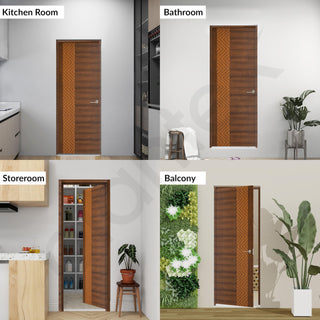 Plantex Wpc Doors For Bathroom (30 mm - Thickness)/Waterproof Bathroom Door/2.25X6.75 Feet Wooden Finished Door For Home/Balcony/Office/Kitchen, Density-600 (27X81 inch, 22 Kg- Ember Pattern), Brown