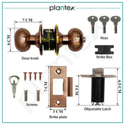 Plantex Door Lock - Cylindrical Door Lock with 3 Keys/Tubular Door Knob/Lock for Main Door/Bedroom (Rose Gold), Stainless Steel