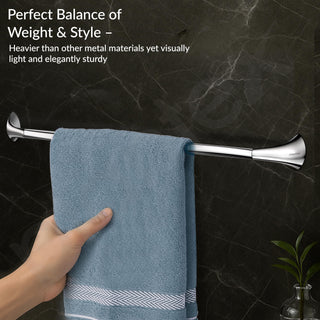 Plantex Smero Pure Brass Towel Hanger for Bathroom/Single Towel Rod/Towel Bar/Bathroom Accessories - Craft (24 Inch-Chrome)