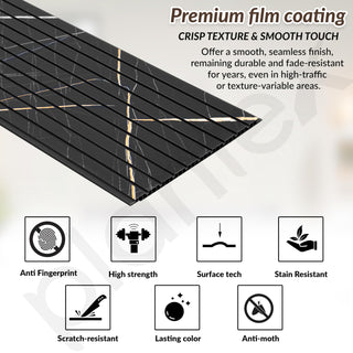 Plantex PVC Wall Panel/Louvers Panel for Wall/3d Wall Panel for Interior Wall Décor/Eco-Friendly Fluted Panel for Wall/- Pack of 7, Covers - 70 Sq. Ft (Black Gold Marble-12 Inch x 10 Ft)