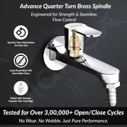 Plantex Pure Brass Nozzle Bib Cock Faucet/Pipe Fitting Taps/Wall Mount Tap for  Washing Machine and Garden Pipes with Teflon Tape & Wall Flange - 7 Year Manufacturer's Warranty(APS-2604)