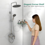 Plantex Corner Glass Shelf for Bathroom Wall/Glass Shelf for Kitchen/Bathroom/Living Room Corner Shelf (9x9 Inches - Pack of 2)