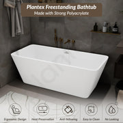 Plantex Freestanding Bathtub For Bathroom/Bath tub for Adults/Deep Soaker Bathtub with Overflow, Popup and Drain Pipe (BSM-209-White-1700mm)