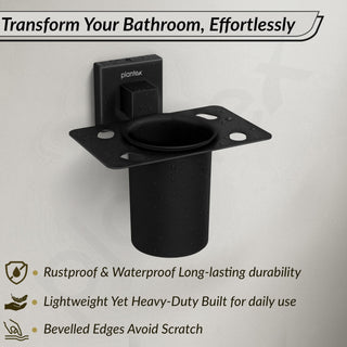 Plantex Tumbler Holder for Bathroom/Stainless Steel Toothpaste Holder/Toothbrush Holder/Bathroom Accessories - Pack of 1 (Black)