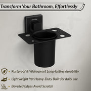 Plantex Tumbler Holder for Bathroom/Stainless Steel Toothpaste Holder/Toothbrush Holder/Bathroom Accessories - Pack of 1 (Black)
