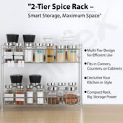 Plantex 2-Tier Stainless Steel Rack For Kitchen/Kitchen Organizer Rack/Countertop Tiered Shelf/Small Jar Organizer (Chrome)