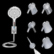Plantex Abs Hand Shower For Bath/6 Mode Shower Hand With1.5 Meter Flexible Hose Pipe With Wall Hook-(Chrome)