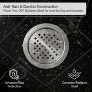 Plantex 304 Grade Stainless Steel Bathroom Drain Cover/Floor Drain Jali for Bathroom/Drainage Cover (5x5 inches) - (TRINEX, Chrome)