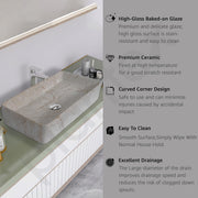 Plantex Tabletop Wash Basin/Bathroom Sink/Wash Basin Over Counter/Designer Ceramic Wash Basin for Bathroom (Marble Finish, 24 x 13 x 5 Inch)