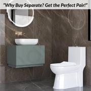 Plantex Platinum Ceramic Rimless Commode with Wash Basin for Bathroom/S Trap Washdown Flush Commode with Toilet Seat Cover/Tabletop Basin - White (Combo)