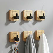 Plantex Wall Hanging Hook/Wooden Square Self Adhesive Robe Hooks for Kitchen/Bathroom/Bath Towel Hook/Stylish Home Decor Items - Pack of 6