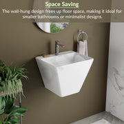Plantex Ceramic Wash Basin/Half Pedestal Washbasin for Bathroom with 10 Years Glaze Warranty by Plantex/Wall Hung Wash Basin for Office/Hotels (White - 18x 14 x 14 Inch)