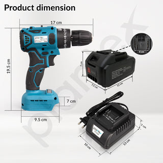 Plantex 21V Cordless Impact Drill Machine with battery & charger/Screwdriver/10mm Keyless Chuck/Torque 1500 RPM/Reversible Variable Speed for Walls Woods Metal - (Blue & Black)