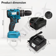 Plantex 21V Cordless Impact Drill Machine with battery & charger/Screwdriver/10mm Keyless Chuck/Torque 1500 RPM/Reversible Variable Speed for Walls Woods Metal - (Blue & Black)