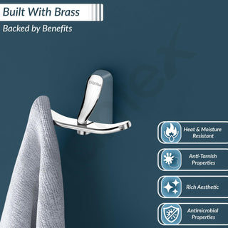 Plantex Brass Robe Hook for Bathroom/Hooks for Clothes Hanging/Wall Hanging Hook/Cloth Hanger for Wall/Bathroom Accessories (Chrome)
