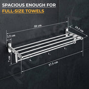 Plantex Towel Rack for Bathroom/Pure Brass Towel Holder/24 Inch Towel Stand/Towel Bar/Bathroom Accessories - Pack of 1 (APS-GIA-13, Chrome)
