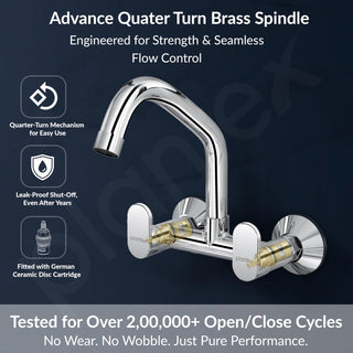 Plantex Pure Brass Kitchen Sink Tap/Sink Mixer Tap Hot and Cold/Kitchen Taps for Home Sink with Brass Wall Flange and Teflon Tape-7 Year Warranty by Plantex (ORN-215-Chrome)