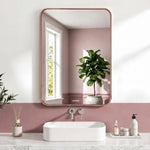 Plantex Aluminium Frame Mirror for Wall/Rectangle Wall Mount Mirror for Bedroom/Dressing Room/Living Room/Entryway - (18x24 Inch-Rose Gold)