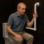 Plantex Stainless Steel Grab Bar/Wall Mounted Safety L Shaped Grab Bar for Bathroom/Grabbars for Toilet Senior Citizens - Pack of 1 (White)