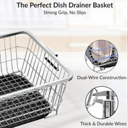 Plantex Stainless Steel Dish Drainer Basket for Kitchen Utensils/Dish Drying Rack with Drainer/Bartan Basket/Plate Stand (Size-54 x 40 x 24 cm/Chrome Finish)
