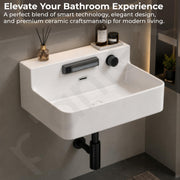 Plantex Ceramic Tabletop WashbasinWall mount Basin with Dual Waterflow Modes/Wash Basin for Bathroom with 10 Years Glaze Warranty/Hot and Cold Adjustable Knob(White, 24 x 18.5 x 10 Inch)