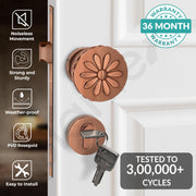 Plantex Heavy Duty Door Lock/Main Door Mortise Lock Handle/Handle Set for Home/Office/Door Accessories (Rose Gold)