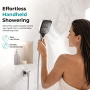 Plantex ABS Hand Shower for Bath/3 Mode Multifunctional Shower/Rectangle Hand Shower Without Hose Pipe for Home/Hotel - (Chrome, H597)