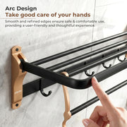 Plantex Towel Rack for Bathroom/Aluminium Towel Holder/24inch Towel Hanger/Bathroom Accessories - Pack of 1 (Black & Gold)