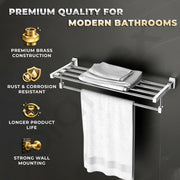 Plantex Towel Rack for Bathroom/Pure Brass Towel Holder/24 Inch Towel Stand/Towel Bar/Bathroom Accessories - Pack of 1 (APS-DL-13, Chrome)