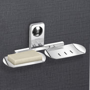 Plantex Double Soap Dish/Stainless Steel Soap Holder/Stand/Case/Soap Storage for Bathroom/Bathroom Accessories - Pack of 1 (Chrome)
