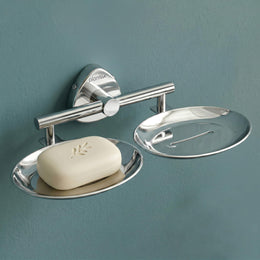 Plantex J4 Stainless Steel Double Soap Dish for Bathroom/Soap Holder for Bathroom/Wall Mounted Soap Holder/Bathroom Accessories (Chrome Finish) Angel