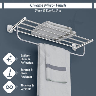 Plantex 304 Grade Stainless Steel 24 inch Towel Rack/Towel Stand/Towel Bar/Towel Hanger for Bathroom/Bathroom Accessories - Parv (Chrome)