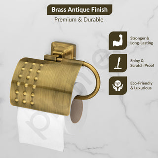 Plantex 304 Grade Stainless Steel Toilet Paper Holder/Toilet Paper Roll Holder/Toilet Tissue Paper Roll Holder/Bathroom Accessories - Squaro (Antique)