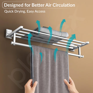 Plantex 304 Grade Stainless Steel 24 inch Towel Rack for Bathroom/Towel Stand/Hanger/Bathroom Accessories - Darcy (Chrome)