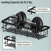Plantex Bathroom Organiser without Drill/Self Adhesive Bathroom Shelf/Soap Stand for wall/Toothbrush Holder /Shelf for Washroom Wall/ Hanging Shelf for Kitchen-(Black, Pack of 5)